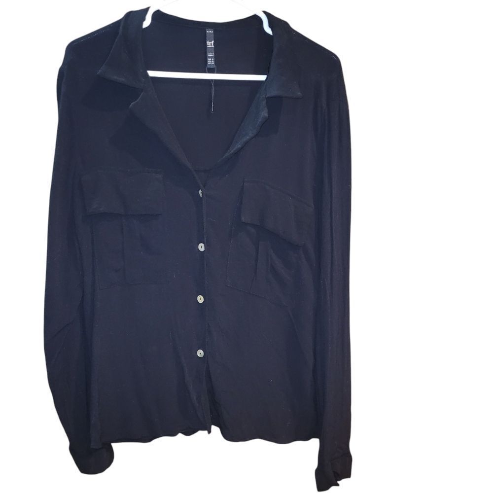 Zara trf collection Black Button-Up Blouse